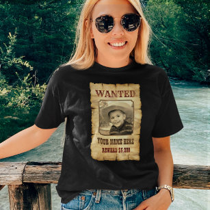 Gewollt Poster   Vintage Vorlage für Wild-West-Fot T-Shirt
