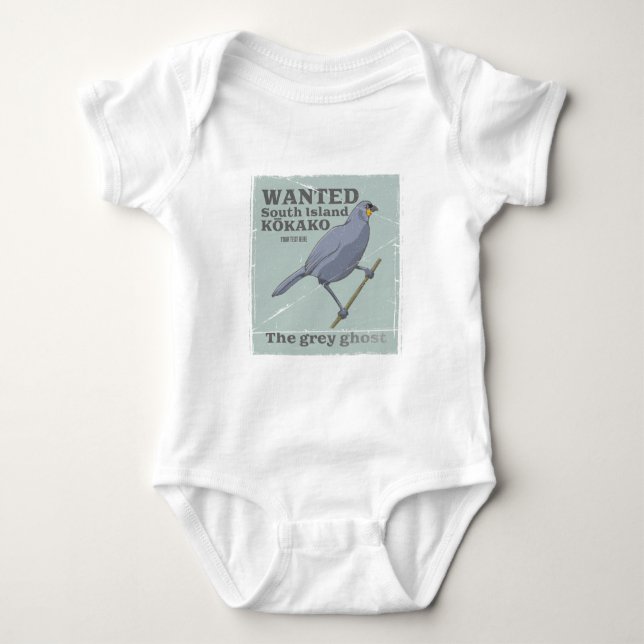 Gewollt Südinsel Kokako Baby Strampler (Vorderseite)