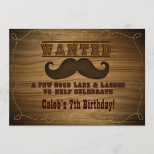 Gewollt Wild Western Cowboy Mustache Einladung
