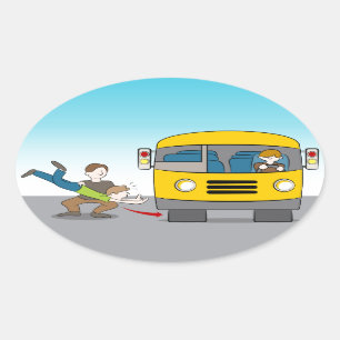 Geworfen unter Bus Ovaler Aufkleber
