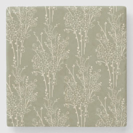 Geworfene Florale Silhouette Botanisch | Gedämpfte Steinuntersetzer