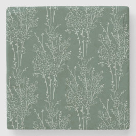 Geworfene Florale Silhouette Botanisch | Tiefer Wa Steinuntersetzer