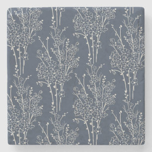 Geworfene Florale Silhouette Botanisch Tintens B Steinuntersetzer