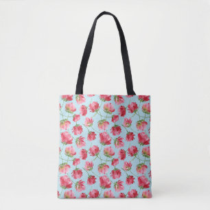 Geworfene Karmesinrote Aquarellblumen Punkte Tasche