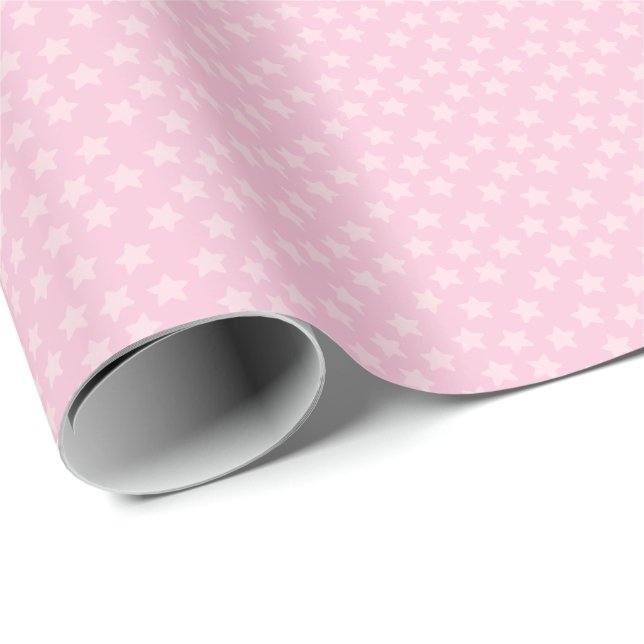 Geworfene rosa Sterne Geschenkpapier (Rolleneckpunkt)