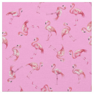 Geworfene Wasserfarbenflamingos auf Rosa Stoff