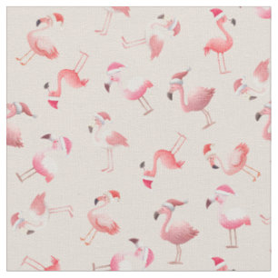Geworfene Weihnachtsflamingos auf Beige Stoff