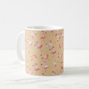 Geworfene Weihnachtsflamingos auf Hellorange Kaffeetasse