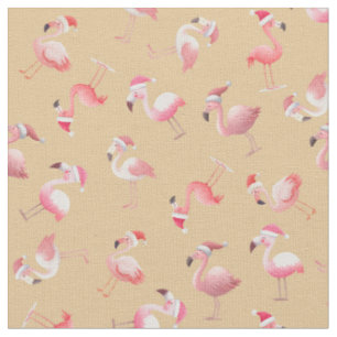 Geworfene Weihnachtsflamingos auf Hellorange Stoff