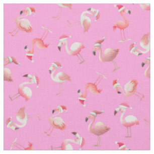Geworfene Weihnachtsflamingos auf Rosa Stoff