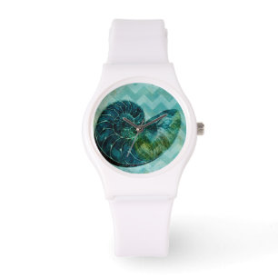 Gewundene Türkis-Tritonshorn-Muschel Armbanduhr