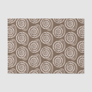 Gewundener Seashell-Block-Druck, Taupe TAN und Seidenpapier