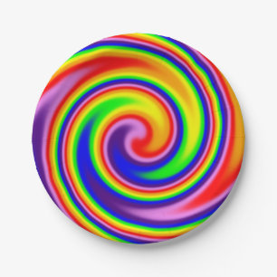 Gewundener Strudel-färbt weicher Fokus-Regenbogen Pappteller