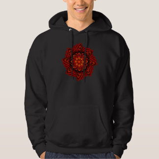 Gewundenes Blumen-Fraktal-Feuer-Rot-Pixel Hoodie