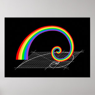 Gewundenes Regenbogen-Steigen Fibonaccis Poster