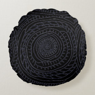 Gewundenes rundes Kissen Sun (schwarze und blaue