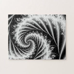 Gewundenes Schwarzweiss-Fraktal-Puzzle