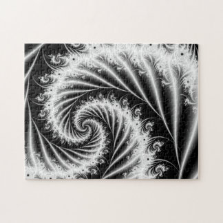 Gewundenes Schwarzweiss-Fraktal-Puzzle