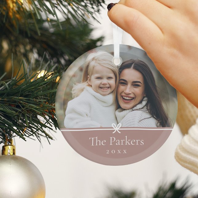 Gewürz | Einfaches Minimal Bow-Foto Ornament Aus Glas (Von Creator hochgeladen)