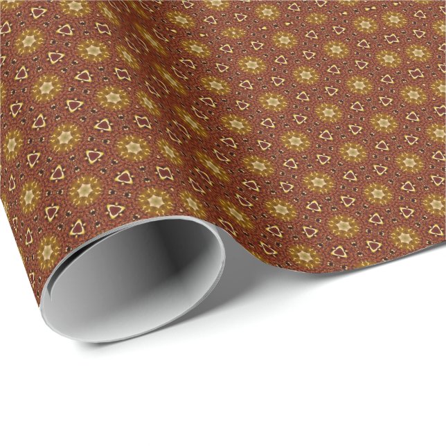 Gewürzbraun-Gelb-Masala-Muster Geschenkpapier (Rolleneckpunkt)