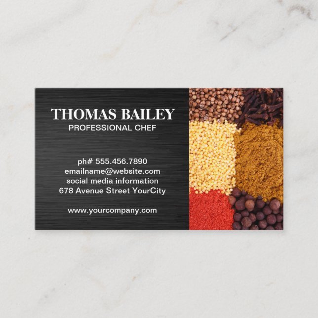 Gewürze | Restaurantbesitzer Business Card Visitenkarte (Vorderseite)