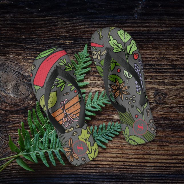 Gewürzmuster individuelle Name grau Flip Flops (Von Creator hochgeladen)