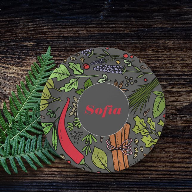 Gewürzmuster individuelle Name graue Teller (Von Creator hochgeladen)