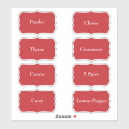 Gewürznacken Wasserdicht Elegante rote Pantry Labe Aufkleber