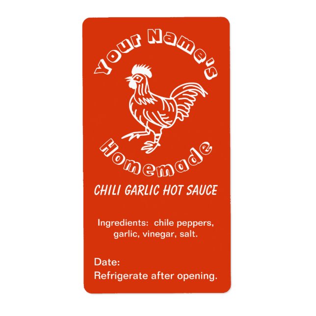 Gewürzroster Custom Hot Sauce Labels Chili Knoblau (Vorne)