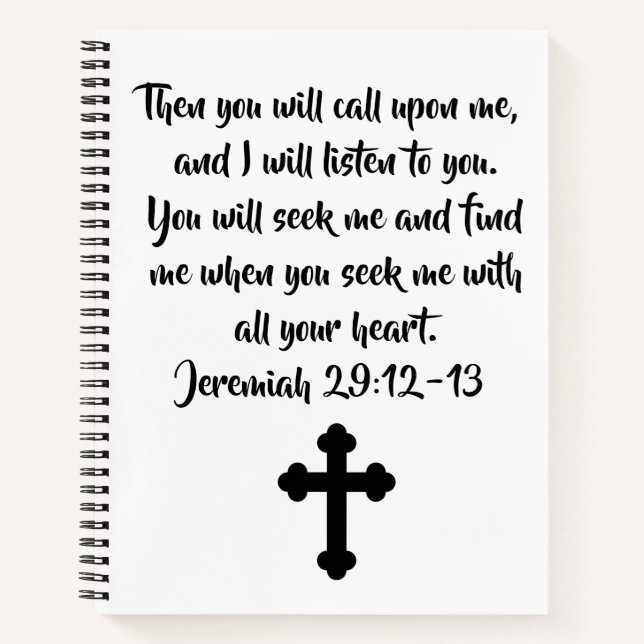 Gewürzter Jeremiah 29:12-13 Bibelverse & Cross Notizbuch (Vorderseite)