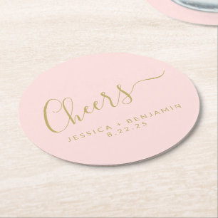 Gewürzter Minimalistischer Blush Pink Gold Custom Runder Pappuntersetzer