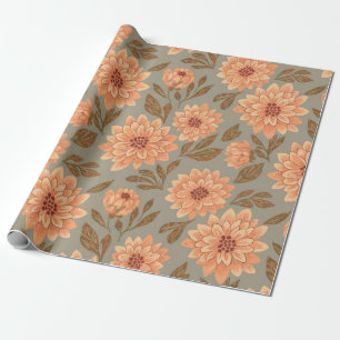 Gewürzter Peach Dahlia Dreams Geschenkpapier
