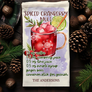 Gewürztes Cranberry-Maultier-Weihnachtscocktail-Re Geschirrtuch