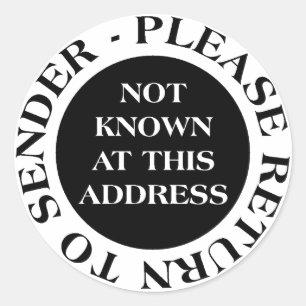 Gewusst nicht an dieser Adresse - Schwarzweiss-II Runder Aufkleber