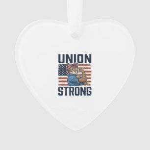 Gewwerkschaft Stark Katze Arbeiter Patriotisch Vin Ornament