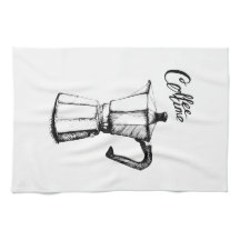 Geyser Kaffeemaschine. Grafik. Handtuch