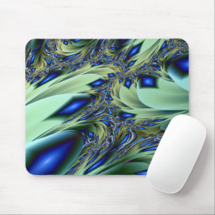 gezackt Kunst des grünen und blauen Fraktals Mousepad
