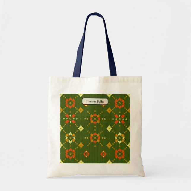 Gezacktes Retro-Strickmuster Tragetasche (Vorne)