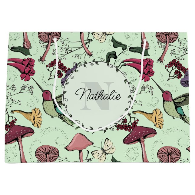 Gezauberter Grüner Frühlingsgarten Hummingbird Große Geschenktüte (Vorderseite)