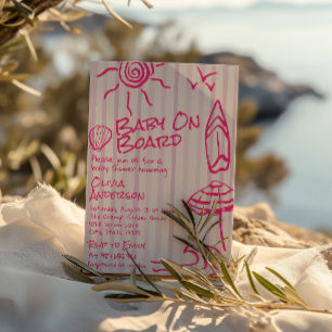 Gezeichnet Baby an Bord Surf Summer Girl Showdusch Einladung