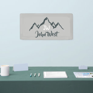 Gezeichnet Bergkette personalisierbare Monogramm Banner