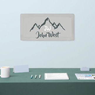 Gezeichnet Bergkette personalisierbare Monogramm Banner