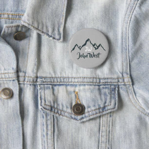 Gezeichnet Bergkette personalisierbare Monogramm Button