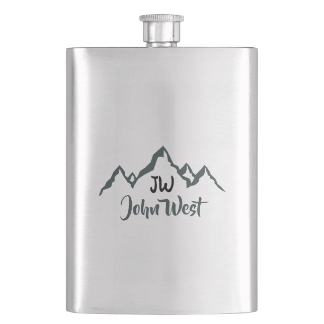 Gezeichnet Bergkette personalisierbare Monogramm Flachmann (Vorderseite)
