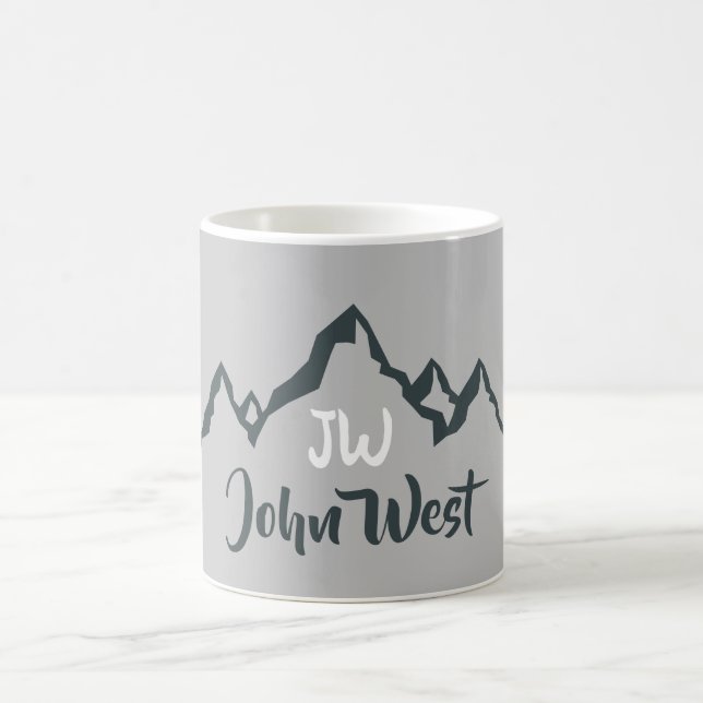 Gezeichnet Bergkette personalisierbare Monogramm Kaffeetasse (Mittel)