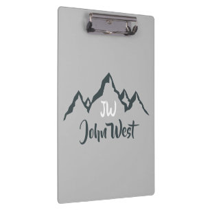 Gezeichnet Bergkette personalisierbare Monogramm Klemmbrett