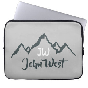 Gezeichnet Bergkette personalisierbare Monogramm Laptopschutzhülle