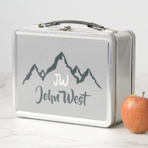 Gezeichnet Bergkette personalisierbare Monogramm Metall Brotdose