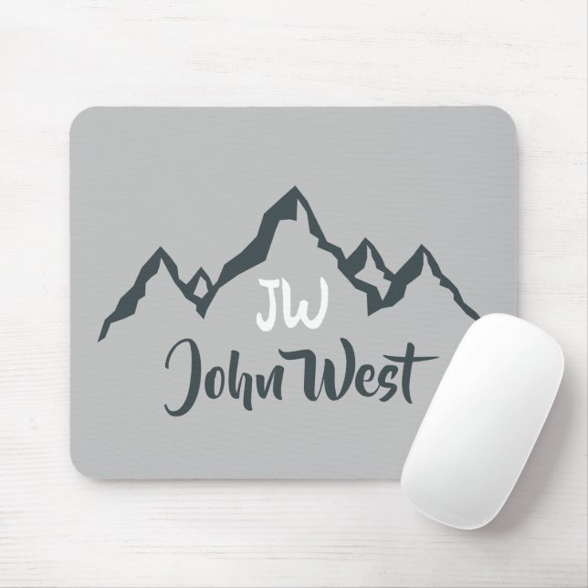 Gezeichnet Bergkette personalisierbare Monogramm Mousepad (Mit Mouse)