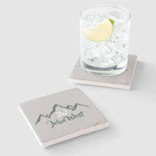 Gezeichnet Bergkette personalisierbare Monogramm Steinuntersetzer